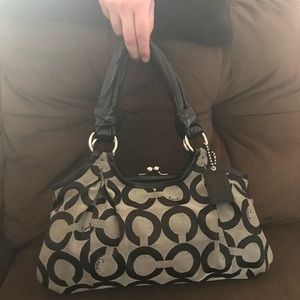 Authentic Coach Op Art Black and Gray Satchel